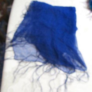 Blue Chiffon Scarf with Fringe